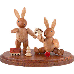 2 Easter Bunnies Playing  -  4cm / 2 inch