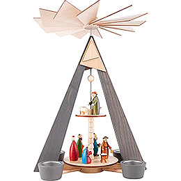 2 - stöckige Pyramide Christi Geburt grau  -  36cm