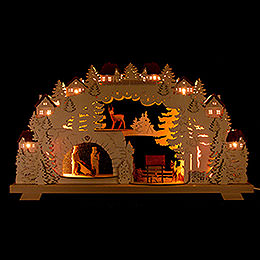 3D Candle Arch  -  Mining  -  with Deer and Miners  -  70x38cm / 27.6x15 inch