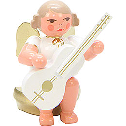 Angel White/Gold Sitting with Guitar  -  5,5cm / 2 inch