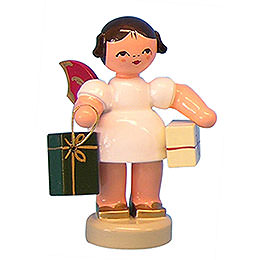 Angel with 2 Gifts -  Red Wings  -  Standing  -  6cm / 2,3 inch