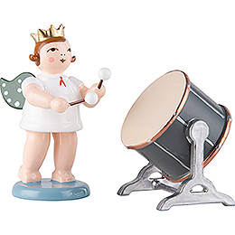 Angel with Crown and Big Orchestra Drum  -  6,5cm / 2.6 inch