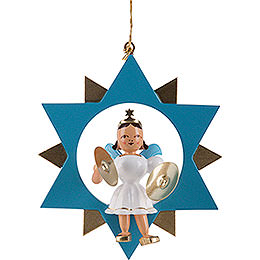 Angel with Cymbals in Star, Colored  -  9,5cm / 3.7 inch
