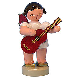 Angel with Guitar  -  Red Wings  -  Standing  -  6cm / 2,3 inch