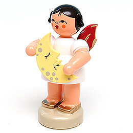 Angel with Moon  -  Red Wings  -  Standing  -  6cm / 2.4 inch
