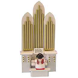 Angel with Organ  -  Red Wings  -  18,5cm / 7.3 inch