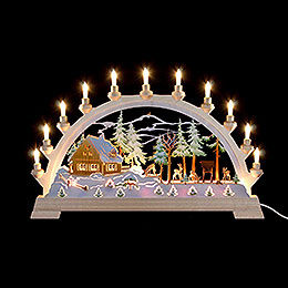 Candle Arch  -  Forester's House with Figures, Colored  -  65x40cm / 26x17.5 inch