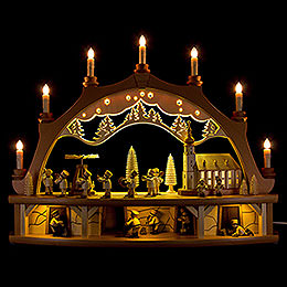 Candle Arch  -  Miners Parade with Moving Figurines  -  68x50cm / 26.8x19.7 inch