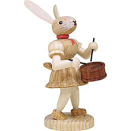 Easter Bunny with Drum  -  Natural  -  7,5cm / 3 inch