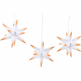 Erzgebirge - Palace Moravian Star Set of Three White Core with Orange Tips incl. Lighting  -  17cm / 6.7 inch