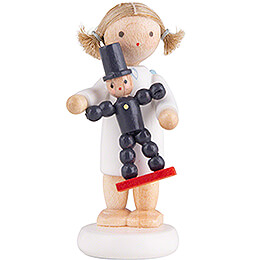 Flax Haired Angel with Plum Man  -  5cm / 2 inch