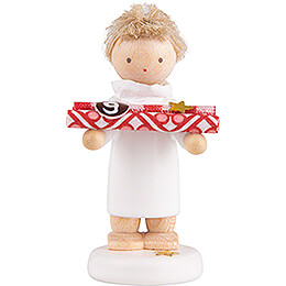 Flax Haired Angel with Present Paper (9)  -  5cm / 2 inch