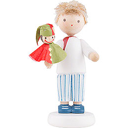 Flax Haired Children Boy with Punch Red/Green  -  5cm / 2 inch