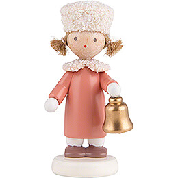 Flax Haired Children Girl with Fur Hat  -  5cm / 2 inch