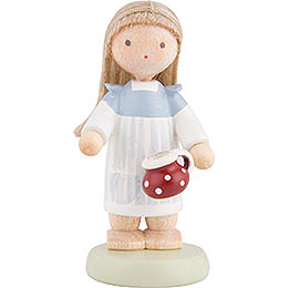 Flax Haired Children Little Girl with Little Pot  -  5cm / 2 inch