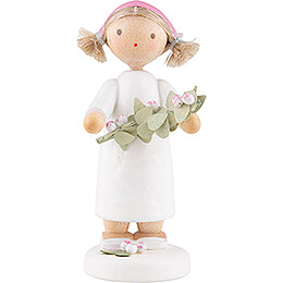 Flower Fairy Girl with Apple Blossom Twig  -  5cm / 2 inch