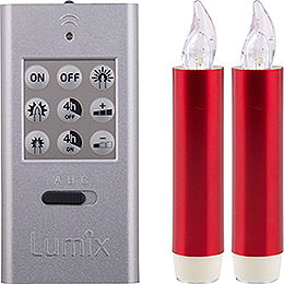 LUMIX CLASSIC MINI S SuperLight, Base - Set red, 2 Candles, 1 Remote, Batteries