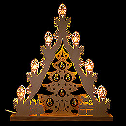 Lichterspitze "Weihnachtsbaum mit goldenen Kugeln"  -  38x44cm