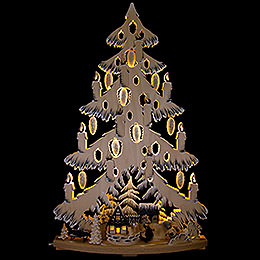 Light Triangle  -  Fir Tree at the Half Timbered House with White Frost  -  38x72cm / 15x28.3 inch