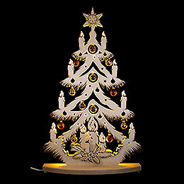 Light Triangle  -  Fir Tree with Copper/Golden Christmas Balls  -  72x38cm / 28x15 inch