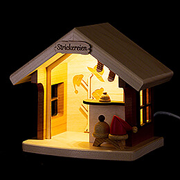 Lighted Christmashouse  -  "Strickereien"  -  14cm / 5.5 inch