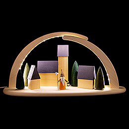 Modern Light Arch  -  Town with Nightwatchman Gnome  -  42x21cm / 16.5x8.3 inch