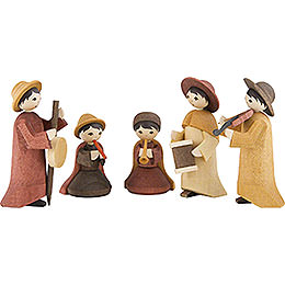 Musicians, Set of Five, Stained  -  7cm / 2.8 inch