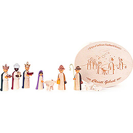 Nativity in Wood Chip Box, colored  -  5cm / 2 inch