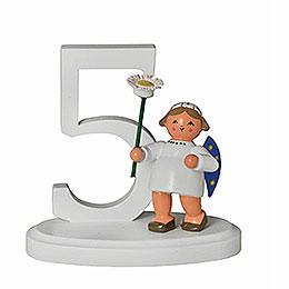 Number "5" with Angel  -  7cm / 2.8 inch