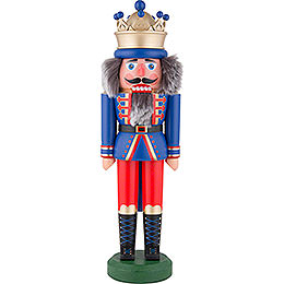 Nussknacker König mit Krone blau matt  -  43cm