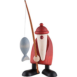 Santa Claus with Fishing Rod  -  13cm / 5 inch