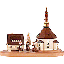 Seiffen Village and Carolers on Base  -  22cm / 8.7 inch