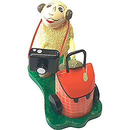 Sheep "Touri" with Suitcase and Camera  -  7cm / 2.8 inch
