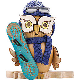 Smoker  -  Owl with Snow Board  -  15cm / 5.9 inch