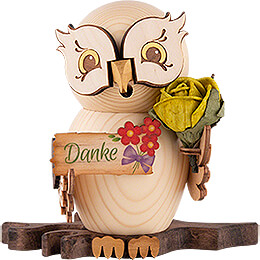 Smoker  -  Owl with "Thank you"  -  15cm / 5.9 inch