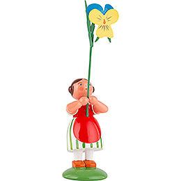 Sommerblumenmädchen mit Stiefmütterchen  -  12cm