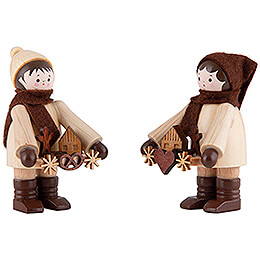 Thiel Figurines  -  Striezel Children  -  natural  -  Set of Two  -  6cm / 2.4 inch