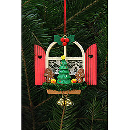 Tree Ornament  -  Advent Window with Gingerbread  -  7,6x7,0cm / 3x3 inch