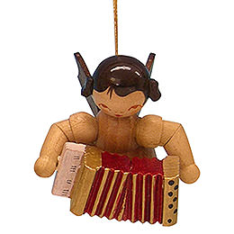 Tree Ornament  -  Angel with Accordion  -  Natural Colors  -  Floating  -  5,5cm / 2,1 inch