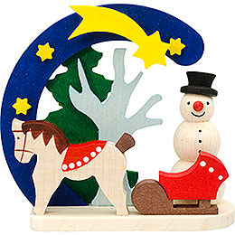 Tree Ornament  -  Arch and Snowman with Horse  -  7cm / 2.8 inch