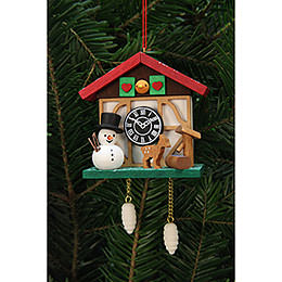 Tree Ornament  -  Cuckoo Clock Snowman with Well  -  7,0x6,7cm / 3x3 inch