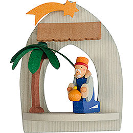 Tree Ornament  -  Nativity with Melchior, Pickled  -  8,5cm / 3.3 inch