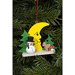 Tree Ornament  -  Snowman with Bambi and Moon  -  5,5cm / 2.2 inch