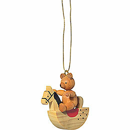 Tree Ornament  -  "Teddy on Rocking Horse"  -  5cm / 2 inch