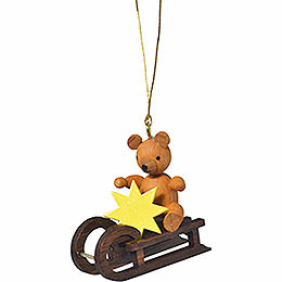 Tree Ornament  -  "Teddy on Sleigh"  -  4cm / 1.6 inch