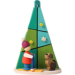 Tree Ornament  -  Tree with Child and  Dog  -  7,3cm / 2.9 inch